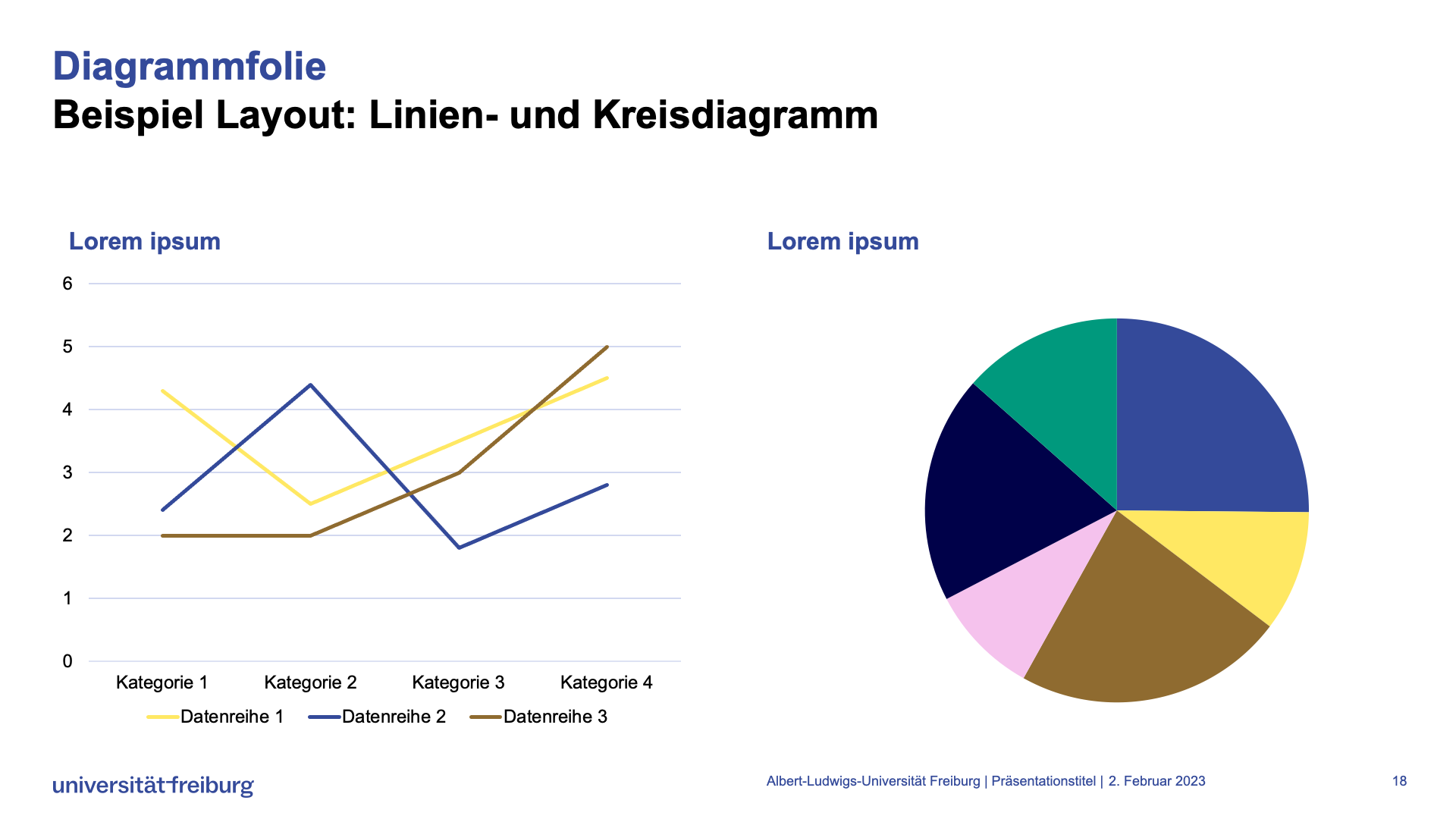 Vorlage Diagrammfolie mit Linien-und Kreisdiagramm