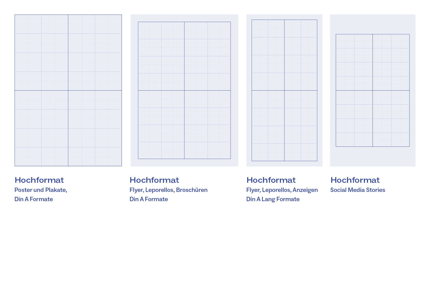 Quadrant Grid in verschiedenen Hochformaten