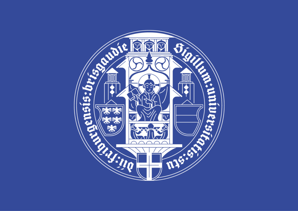 Weißes Siegel in der Flat-Variante auf blauem Hintergrund