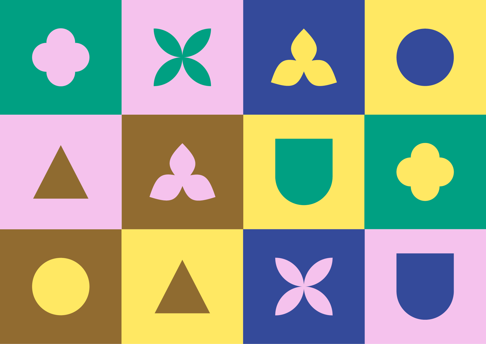 Die Gestaltungselemente in Flatvariante in verschiedenen Farbkombinationen aus Haupt-und Zusatzfarben
