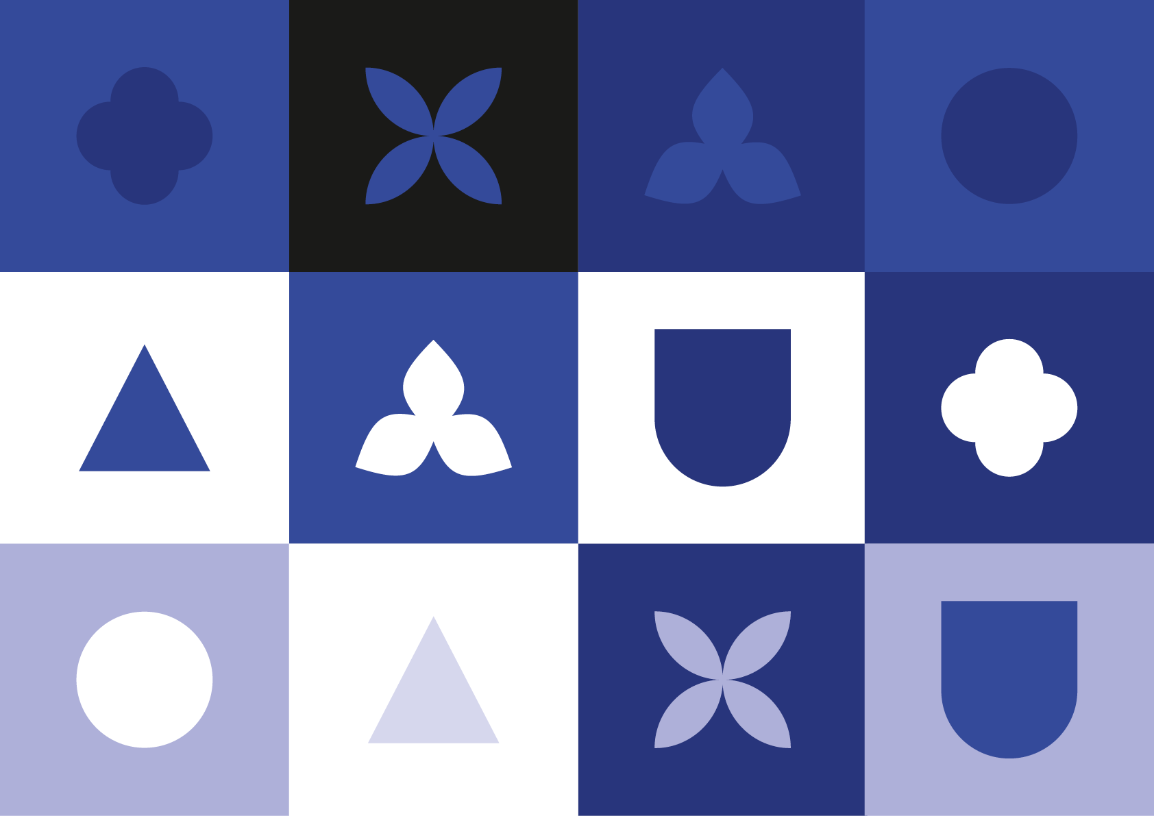 Die Gestaltungselemente in Flatvariante in verschiedenen Farbkombinationen aus Haupt-und Hintergrundfarben