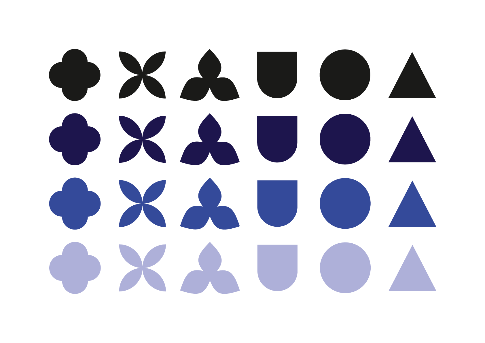 Gestaltungselemente in den verschiedenen Hauptfarben (Flat-Variante)